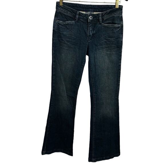 BCBGMaxAzria Denim - BCBGMaxAzria Bella Wide Leg Dark Midnight Flare Jeans Sz 27 Mid-Rise 33" Inseam